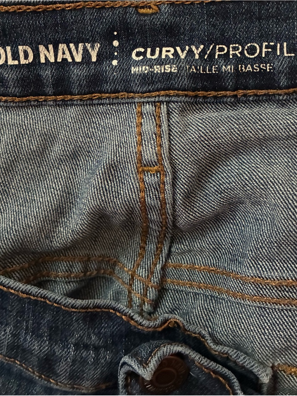Old Navy Curvy Profile Mid Rise Straight Leg Blue Denim Jeans 18 Short Petite - Picture 2 of 9